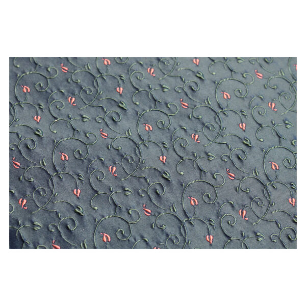 Reststück - Microseide - gewebt, bestickt - grün, orange - 2,10m x 130cm – Bild 2