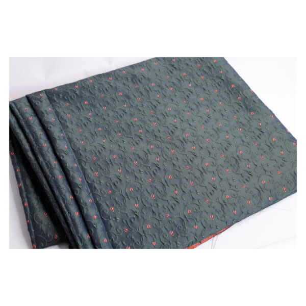 Reststück - Microseide - gewebt, bestickt - grün, orange - 2,10m x 130cm