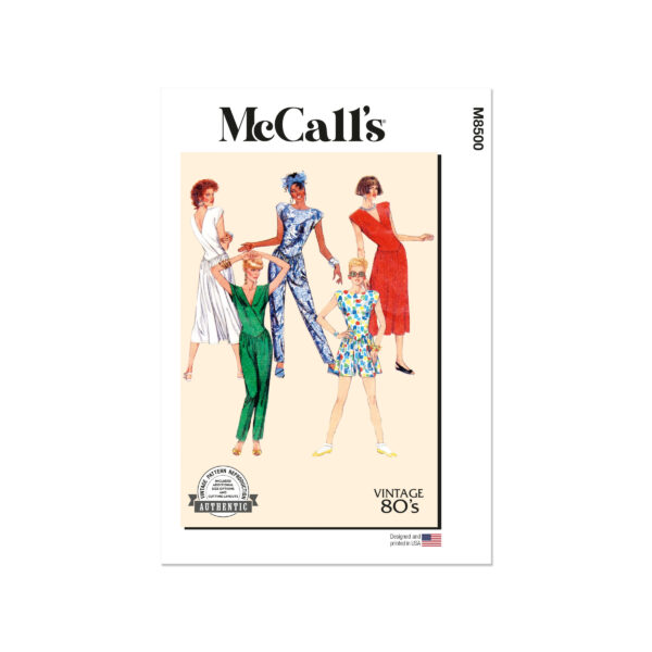 McCalls Schnittmuster M8500 - Vintage - Kleid und Overall mit Wickeloptik, 80er Jahre Stil