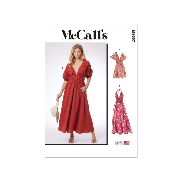 McCalls Schnittmuster M8507 - legeres Sommerkleid mit Gummizug in der Taille