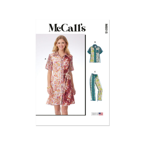 McCalls Schnittmuster M8515 - lässige Bluse, Hose oder schlichtes Minikleid
