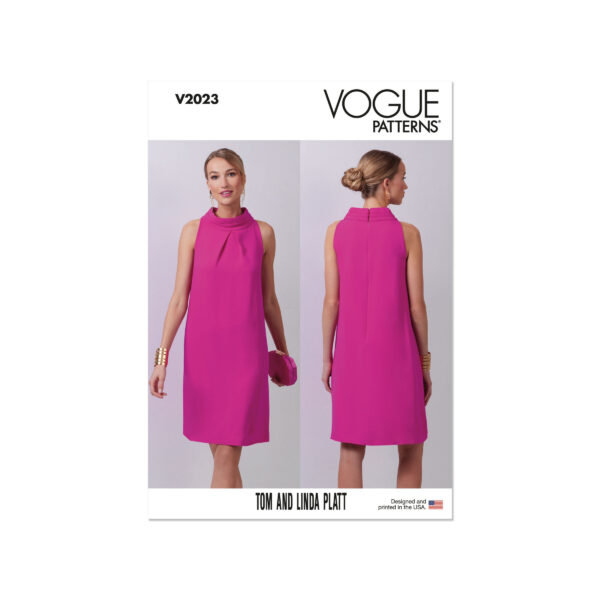 Vogue Schnittmuster - V2023 - ärmelloses Abendkleid mit breitem Halsbündchen