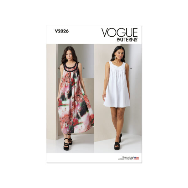 Vogue Schnittmuster V2026 - legeres Sommerkleid mit Rundpasse