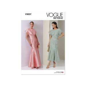 Vogue Schnittmuster - V2027 - ausgefallenes Abendkleid, Godetfalten