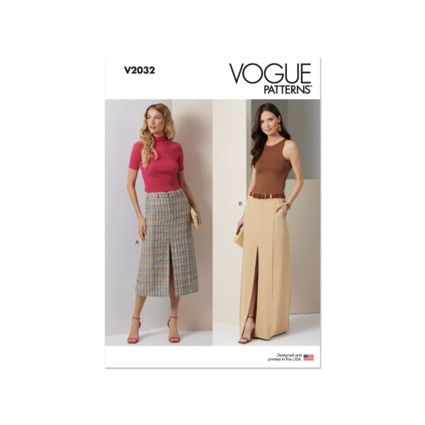 Vogue Schnittmuster - V2032 - Rock in zwei Längen mit Gehschlitz vorn