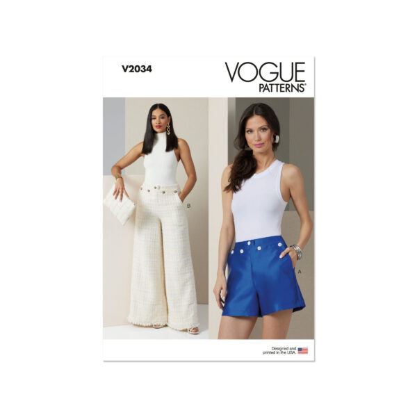 Vogue Schnittmuster - V2034 - elegante Damenhose in zwei Ausführungen