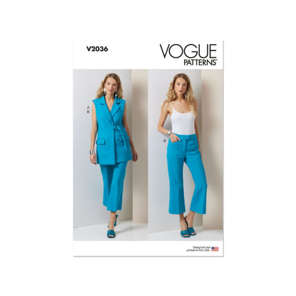 Vogue Schnittmuster V2036 -  Damenweste und Dreiviertelhose