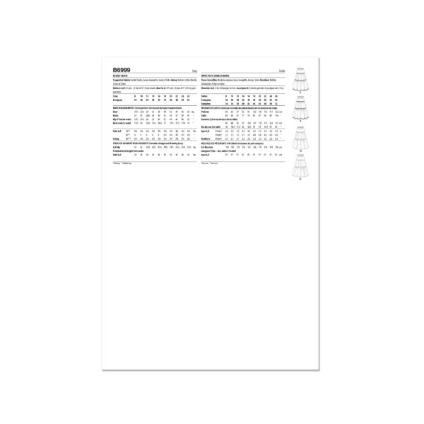Butterick Schnittmuster - B6999 - langer Stufenrock, idealer Sommerbegleiter – Bild 6