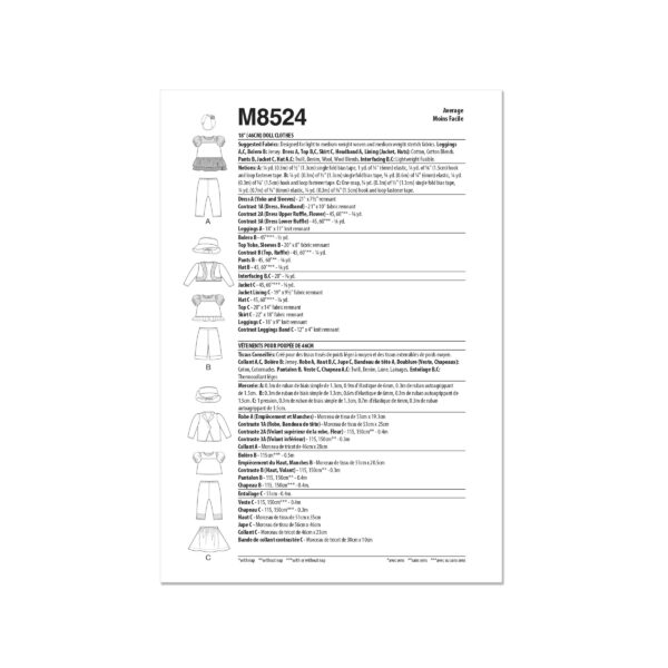 McCalls Schnittmuster M8524 - Puppenkleider, für 46 cm große Puppe – Bild 4