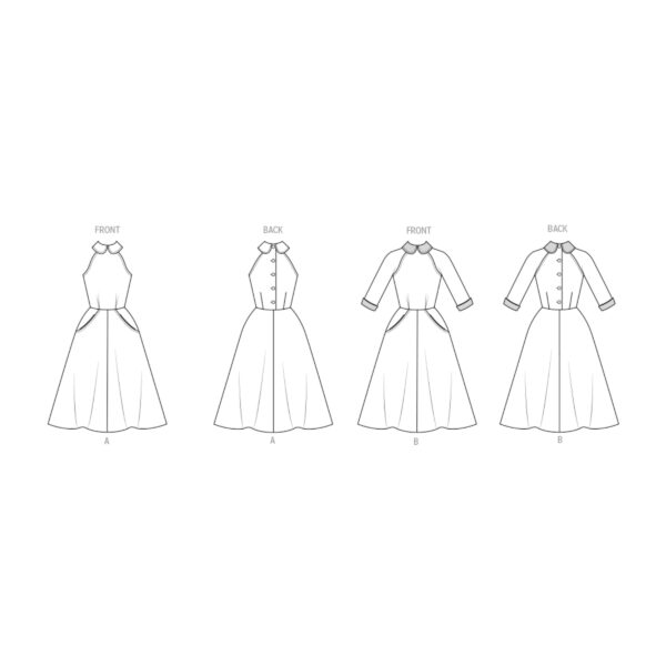 Butterick Schnittmuster - B6992 - Retro - Kleid mit Raglanärmel und Bubikragen,  50er Jahre – Bild 3