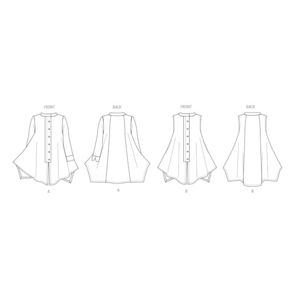 Butterick Schnittmuster - B6995 - extravagante Zipfelbluse mit Knopfleiste – Bild 6