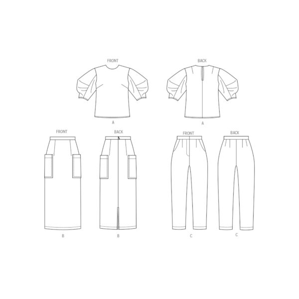 Butterick Schnittmuster - B7002 - Bluse, Hose, Rock, schlichte Eleganz – Bild 8