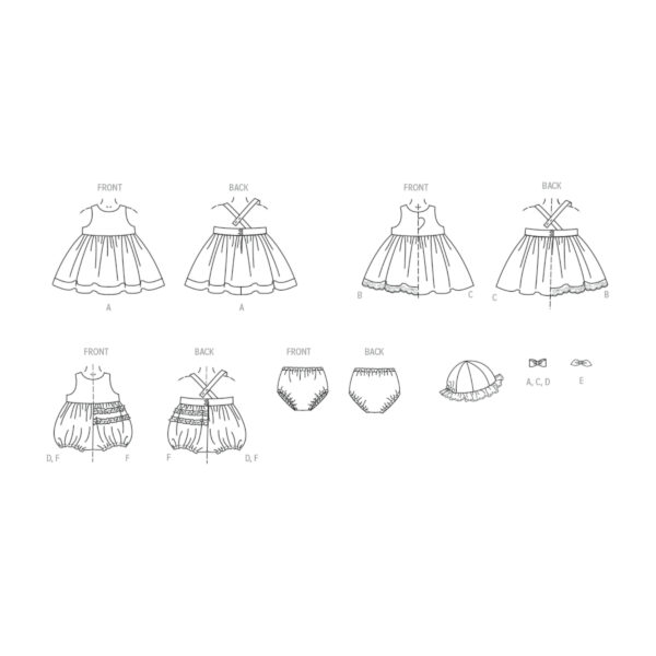 McCalls Schnittmuster M8519 - Babyset für den Sommer, Kleidchen, Hose, Mütze – Bild 8