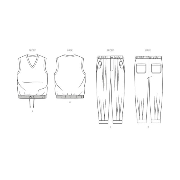 knowME Schnittmuster - ME2088 - legere  Herrenhose, ärmelloses Herrenshirt – Bild 6