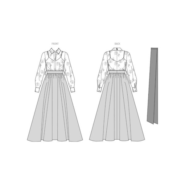 Vogue Schnittmuster - V2029 - Kleid aus langem Rock mit Spitzenbluse – Bild 4