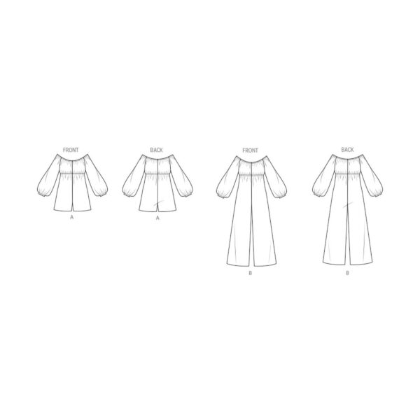 Vogue Schnittmuster V2041 - Vintage - Damenoverall mit Carmenblusen Oberteil in drei Längen – Bild 3