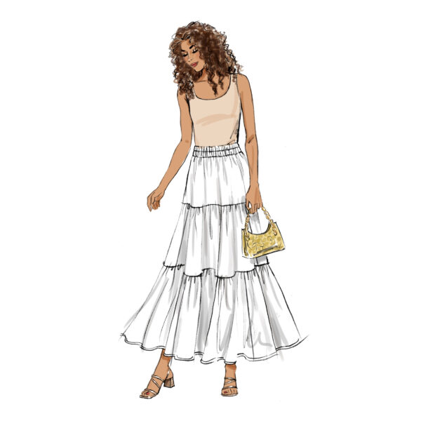 Butterick Schnittmuster - B6999 - langer Stufenrock, idealer Sommerbegleiter – Bild 3