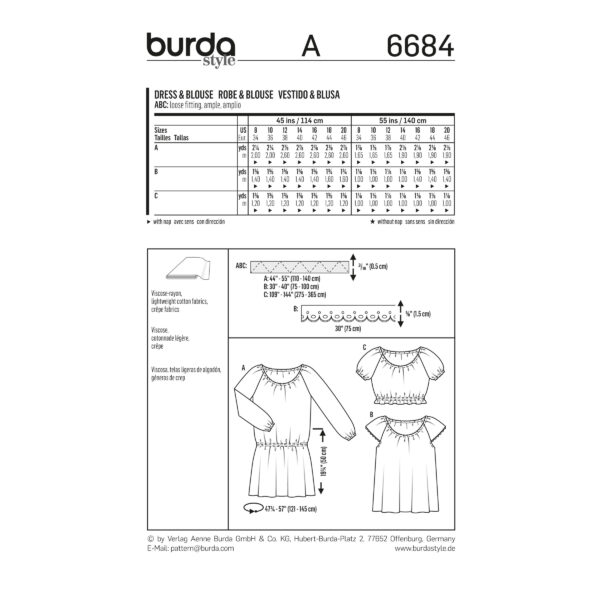 Burda Style Schnittmuster - Bluse - Kleid - Carmenbluse & Carmenkleid - Nr. 6684 – Bild 6