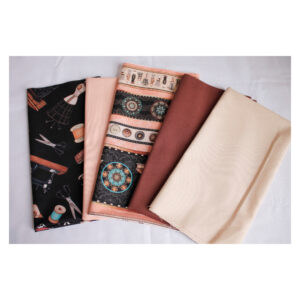 Baumwollstoffe , Stoffpaket, Fat Quarter,  Schwarz, Apricot, Beige, FQ 06 - 2 Varianten