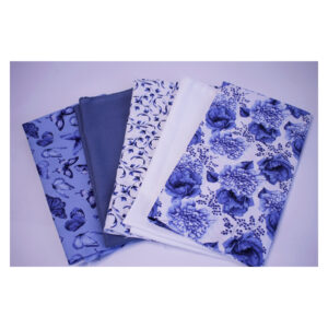 Baumwollstoffe , Stoffpaket, Fat Quarter, Weiß, Blau, FQ 12