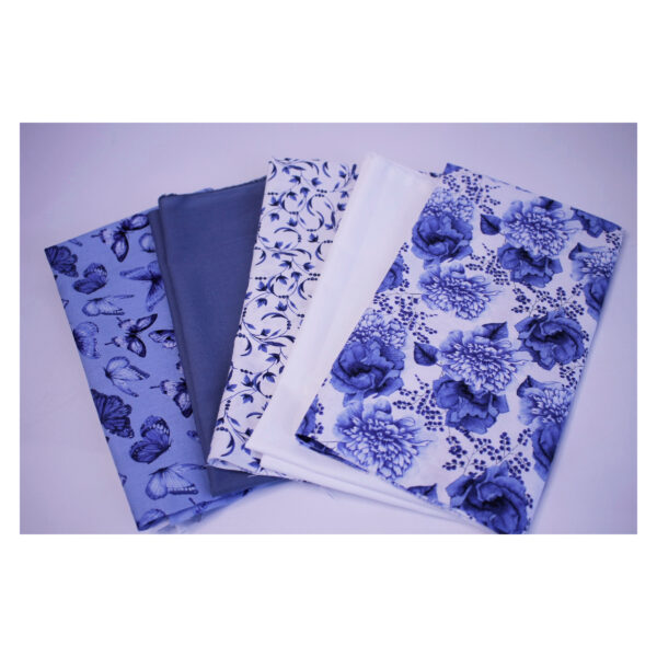 Baumwollstoffe , Stoffpaket, Fat Quarter, Weiß, Blau, FQ 12