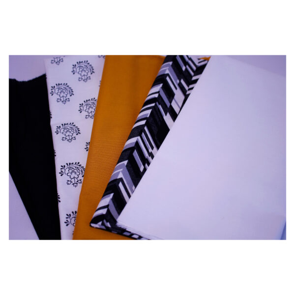 Baumwollstoffe , Stoffpaket, Fat Quarter, Schwarz, Weiß, Senfgelb, FQ 10 – Bild 3