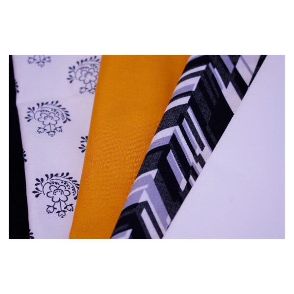 Baumwollstoffe , Stoffpaket, Fat Quarter, Schwarz, Weiß, Senfgelb, FQ 10 – Bild 2