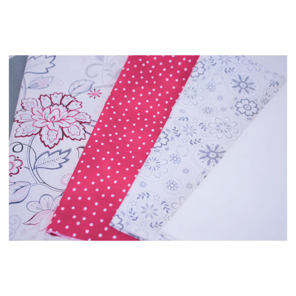 Baumwollstoffe , Stoffpaket, Fat Quarter,  Weiß, Rot, Grau, FQ 02 – Bild 3