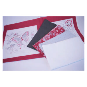 Baumwollstoffe , Stoffpaket, Panel+ 4 Fat Quarter, Weiß, Rot, Grau,  FQ 14