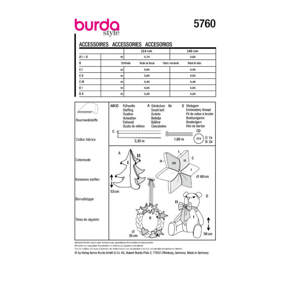 Burda Style Schnittmuster Nr. 5760 - Weihnachtsaccessoires - Weihnachtsdeko – Bild 10