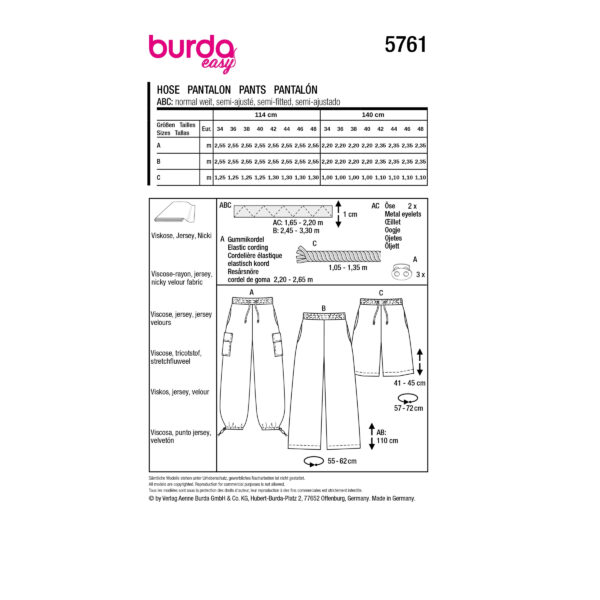 Burda Easy Schnittmuster Nr. 5761 - Hose - Cargohose - Marlenehose - Shorts – Bild 11