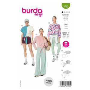 Burda Easy Schnittmuster Nr. 5763 - Shirt - T-Shirt - Knotenshirt - Sweatshirt