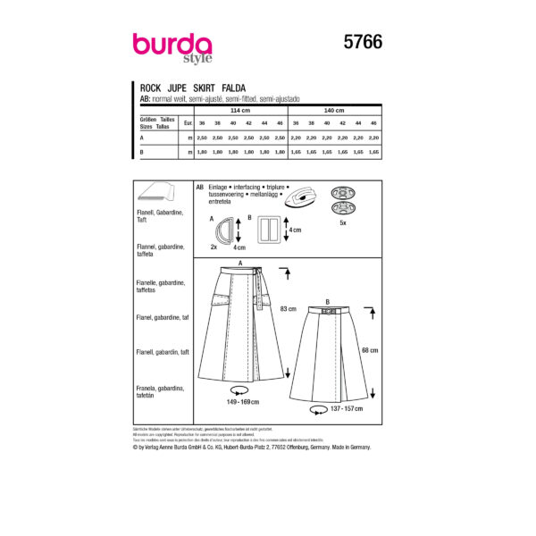 Burda Style Schnittmuster Nr. 5766 - Rock - elegant - glamourös - hohe Taille – Bild 9