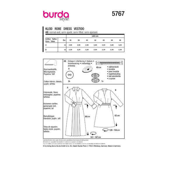 Burda Style Schnittmuster Nr. 5767 - Kleid - Wickeleffekt - Drapee-Effekt – Bild 9