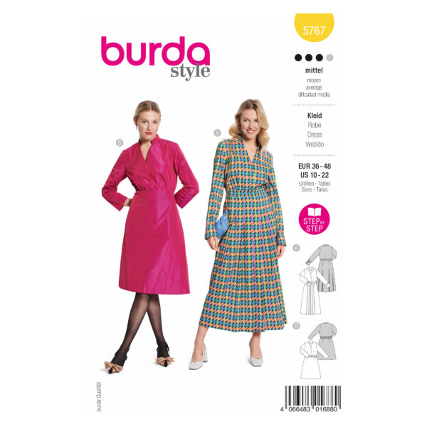 Burda Style Schnittmuster Nr. 5767 - Kleid - Wickeleffekt - Drapee-Effekt