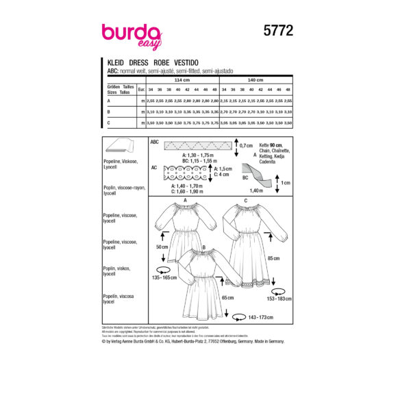 Burda Easy Schnittmuster Nr. 5772 - Kleid - Party-Kleid - Raglanärmel – Bild 10