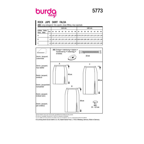 Burda Easy Schnittmuster Nr. 5773 - Rock - Gehschlitz - festlich elegant - sexy – Bild 10