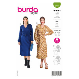 Burda Style Schnittmuster Nr. 5777 - Kleid - V-Ausschnitt - Gürtel - Bindeband