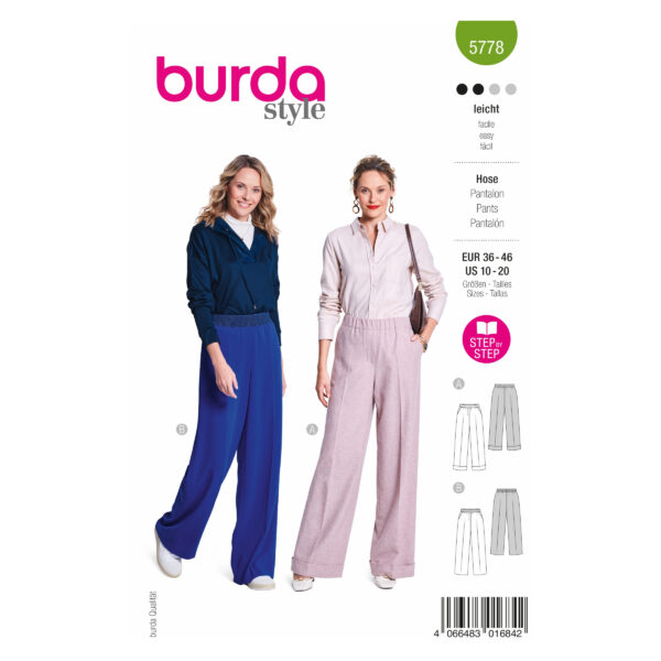 Burda Style Schnittmuster Nr. 5778 - Hose - Marlene-Hose - Gummibund
