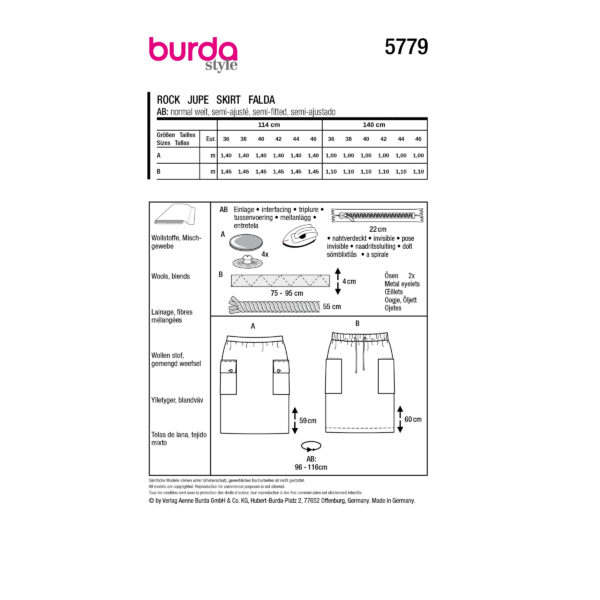 Burda Style Schnittmuster Nr. 5779 - Rock - Bleistiftrock - Cargo-Taschen – Bild 8