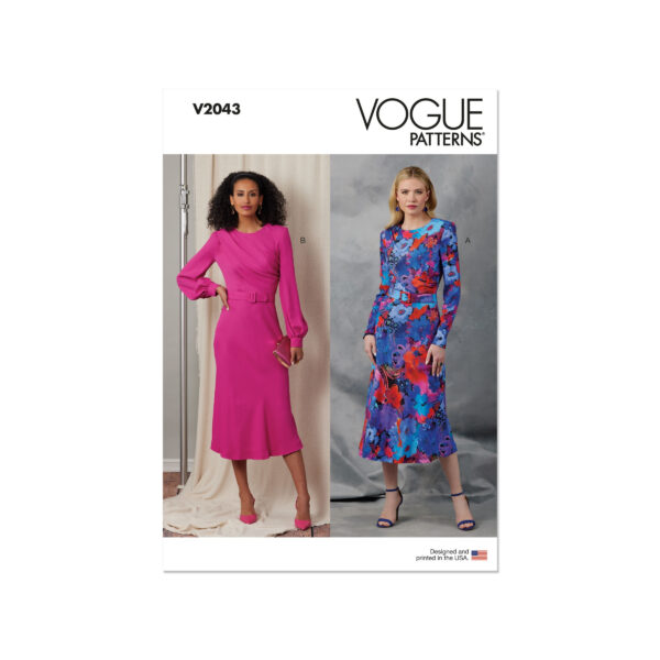 Vogue Schnittmuster V2043 - elegantes Kleid mit seitlicher Reihung
