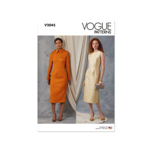 Vogue Schnittmuster V2045 - Kleid - Etuikleid, hochgeschlossen, kleiner Kragen, ärmellos