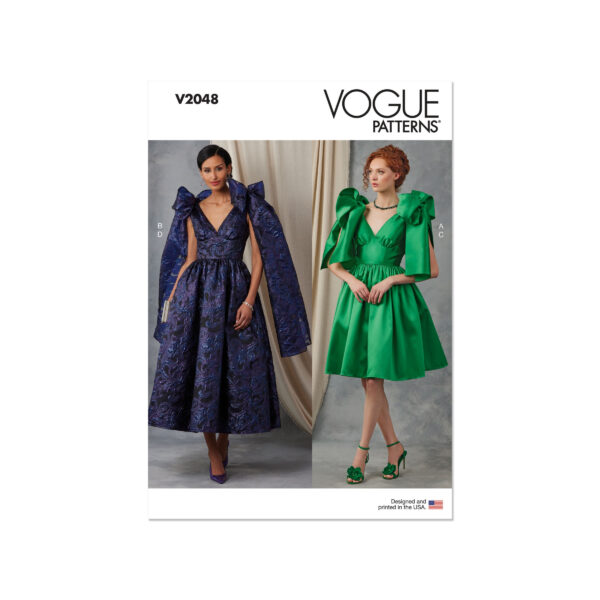 Vogue Schnittmuster V2048 - elegantes Kleid mit großen Schleifen an den Schultern