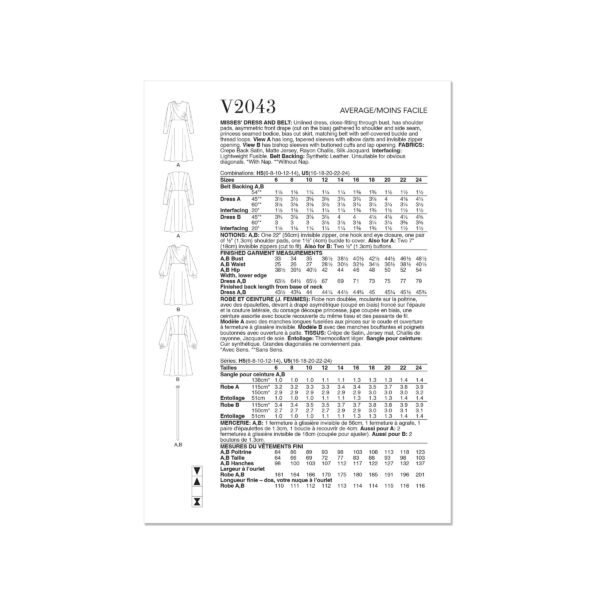 Vogue Schnittmuster V2043 - elegantes Kleid mit seitlicher Reihung – Bild 6