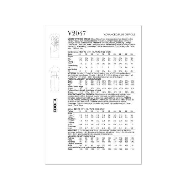 Vogue Schnittmuster V2047 - extravagantes, schulterfreies Etuikleid – Bild 5