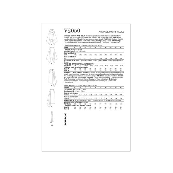 Vogue Schnittmuster - V2050 - ausgefallener Zipfelrock – Bild 6