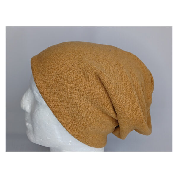 Beanie - Mütze - weicher Strickstoff -  Strick - senf - Bea - senf – Bild 2
