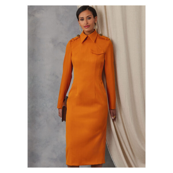 Vogue Schnittmuster V2045 - Kleid - Etuikleid, hochgeschlossen, kleiner Kragen, ärmellos – Bild 3
