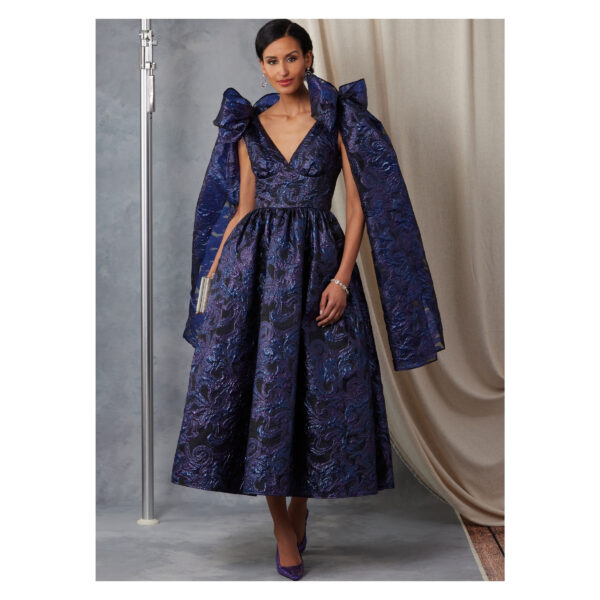 Vogue Schnittmuster V2048 - elegantes Kleid mit großen Schleifen an den Schultern – Bild 3