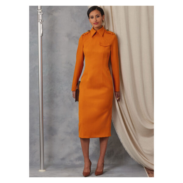 Vogue Schnittmuster V2045 - Kleid - Etuikleid, hochgeschlossen, kleiner Kragen, ärmellos – Bild 5
